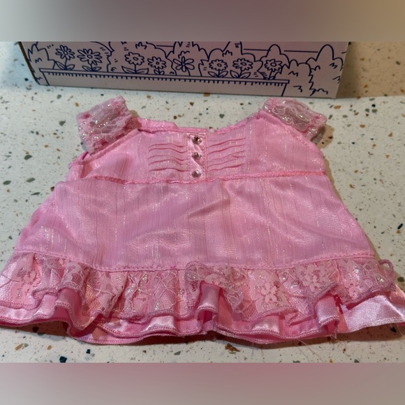 Build-A-Bear Pink Lace Trimmed Top and Striped Shorts, Plush NOT Included - Picture 4 of 10